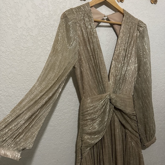 Beautiful prom/wedding hazel gold metallic gianni bini dress size 12 nwt - Picture 2 of 7